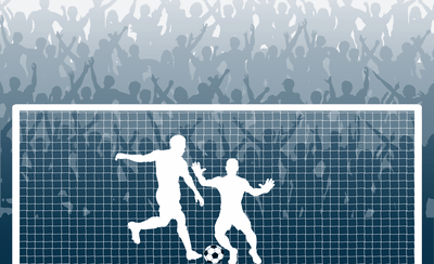Silhouette of Football Penalty Kick and Crowd