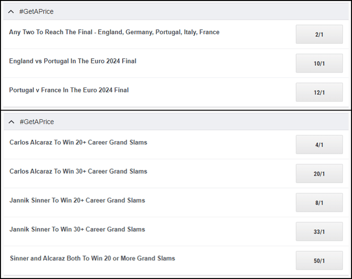 Ladbrokes #GetAPrice Examples
