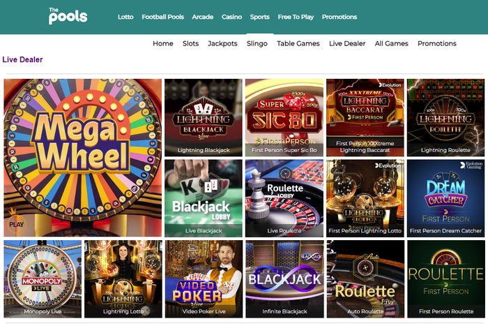 The Pools Live Dealer Casino Games