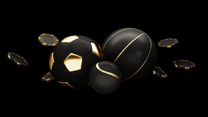 3D Black Sports Balls and Casino Chips